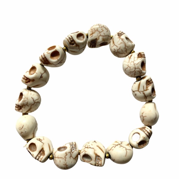 Men’s Marble Stone Skull Bracelet - Picture 2 of 2